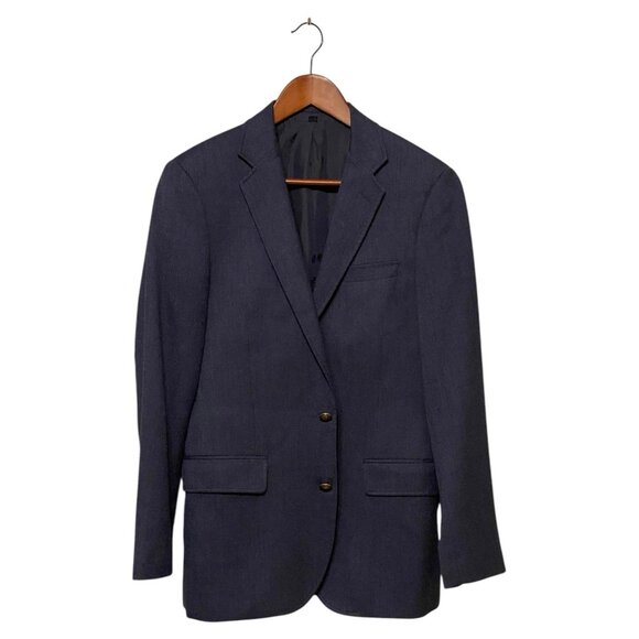 J Crew Thompson Blue University Blazer Men's 36R Single Breasted 2 Button Brass - Picture 1 of 9